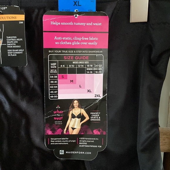 MAIDENFORM BLACK ULTRA FIRM WAIST NIPPER XL SCULPS SHAPEWEAR XL NEW - Picture 2 of 7